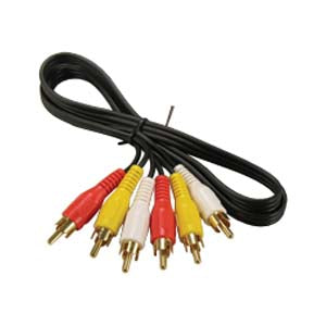 (3) RCA Male to (3) RCA Male Composite Audio & Video Patch Cable, Gold Plated Connectors - Deep Surplus
