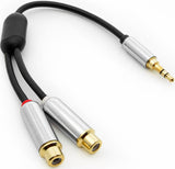 Pro Version 3.5MM (1/8") Male to (2) RCA Female Speaker/Headset/AUX (Auxiliary) Y Cable - Deep Surplus