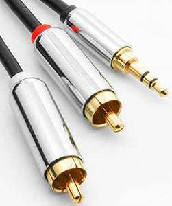 Pro Version 3.5MM (1/8") Male Stereo to (2) RCA Male Speaker/Headset/AUX (Auxiliary) Y Cable - Deep Surplus