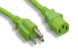 Green Standard Equipment Power Cord, C13 – 5-15P, 