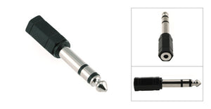 1/4" Stereo Male to 3.5MM Stereo Female Adapter, Plastic Housing, Nickel Contacts - Deep Surplus
