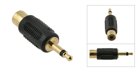 3.5mm Male Mono to RCA Female Adapter, Plastic Housing, Gold Contacts - Deep Surplus