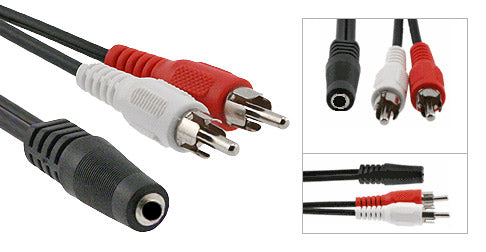 3.5mm. Stereo Female (TRS) to (2) RCA Male (left/right) Shielded Y-Cable, 6in. - Deep Surplus