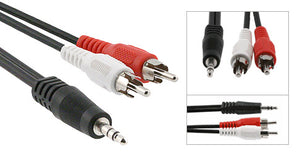 Stereo Male 3.5MM (1/8") TRS to (2) RCA Male (left/right) Y-Cable Speaker/Headset/AUX (Auxiliary) Audio Cable - Deep Surplus