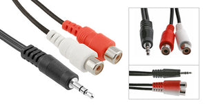 3.5mm. Stereo Male (TRS) to (2) RCA Female (left/right) Shielded Y-Cable, 6in. - Deep Surplus