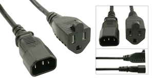 18 Gauge Power Adapter Extension Cord, C14 to 5-15R