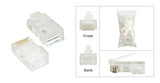 Unshielded RJ45 Plugs for Ethernet Networking, 50 micron Gold Plating, Bag of 100 - Deep Surplus
